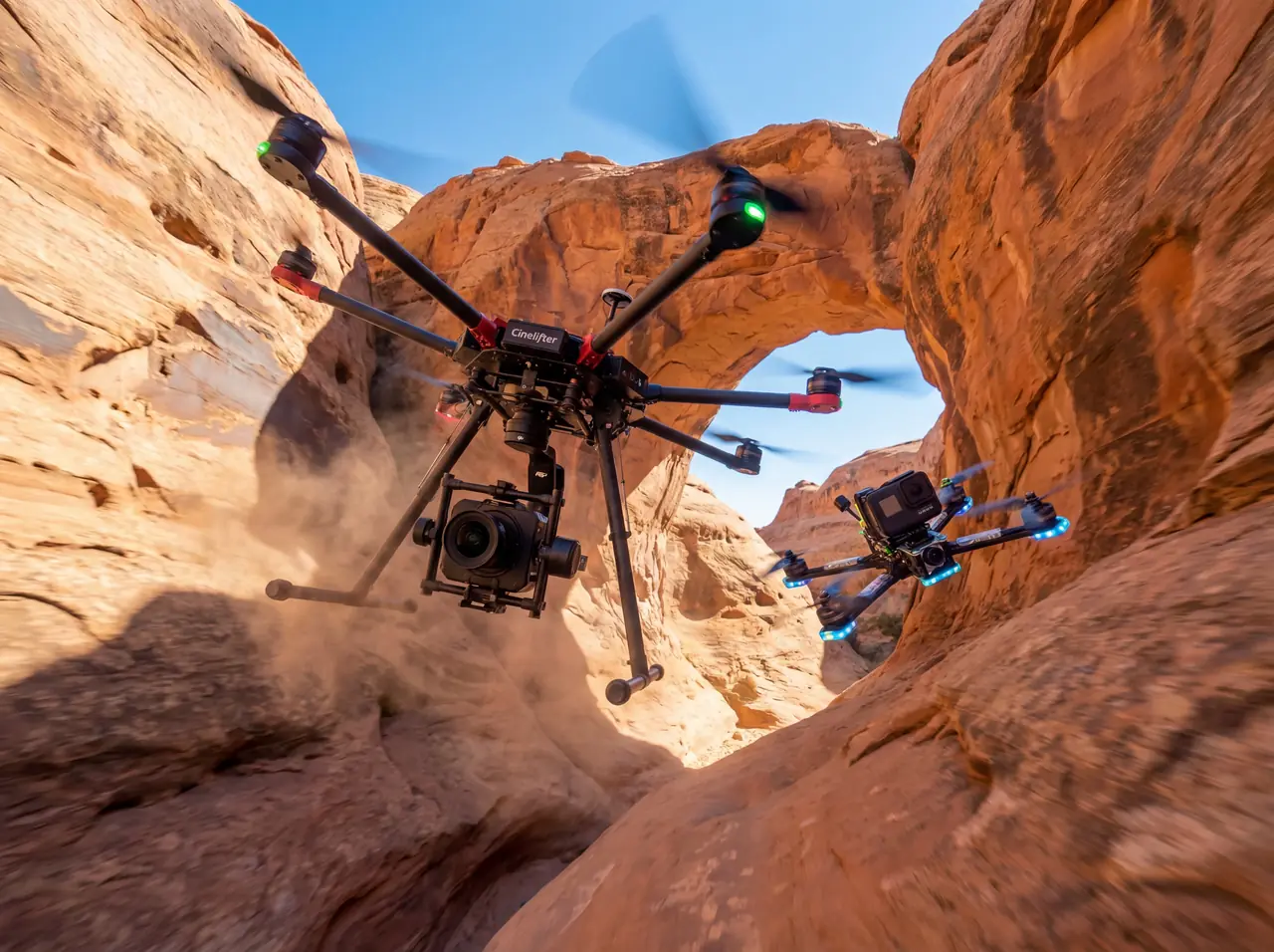 FPV drone capturing a cinematic sequence
